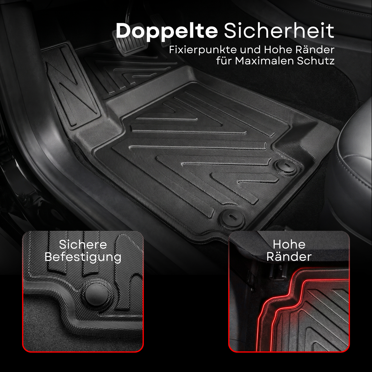 3D Auto Fussmatten für Toyota Corolla (E21) Hybrid 2019-2026 Carbon-Optik