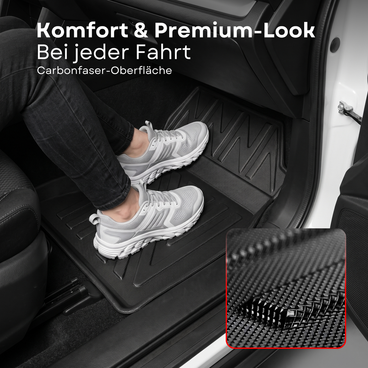3D Auto Fussmatten für Mercedes GLA H247 2020-2026 Carbon-Optik